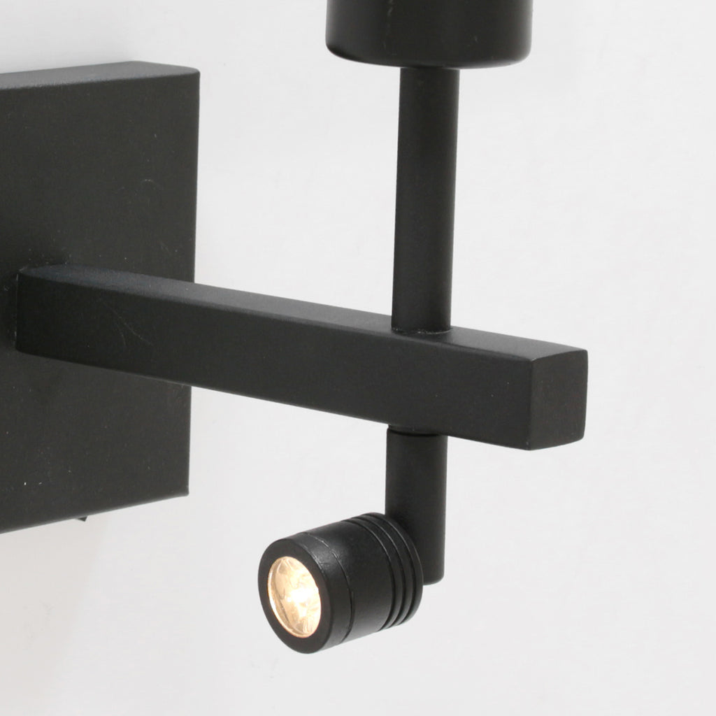 Wandlamp Stang 8204ZW Zwart + Kap Wit Linnen