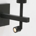 Wandlamp Stang 8204ZW Zwart + Kap Wit Linnen