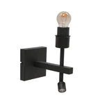 Wandlamp Stang 8204ZW Zwart + Kap Wit Linnen