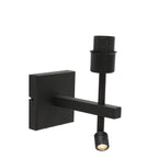 Wandlamp Stang 8204ZW Zwart + Kap Wit Linnen