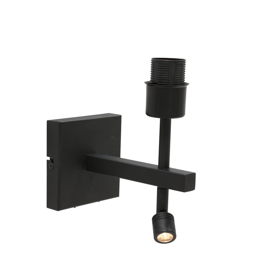 Wandlamp Stang 8206ZW Zwart + Kap Velours Zilver