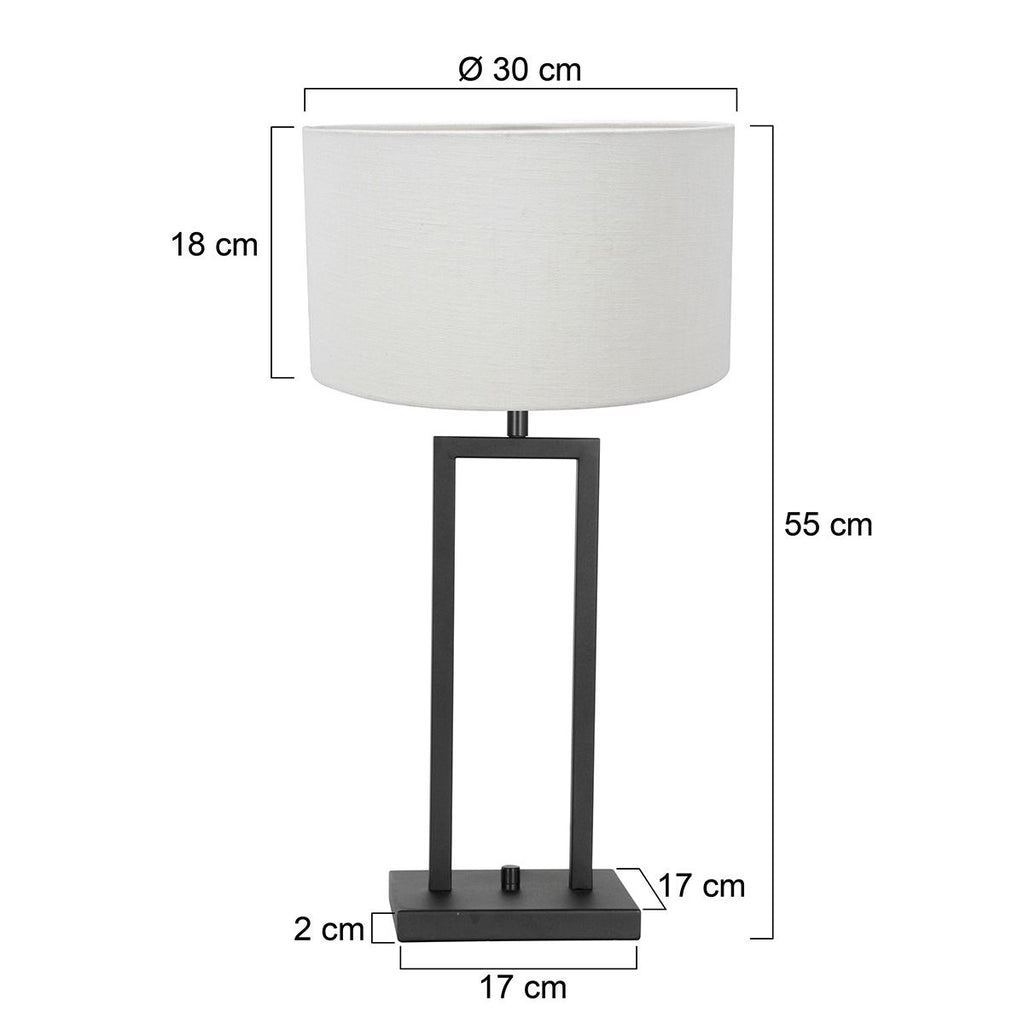Tafellamp Stang 8211ZW Zwart + Kap Wit Linnen