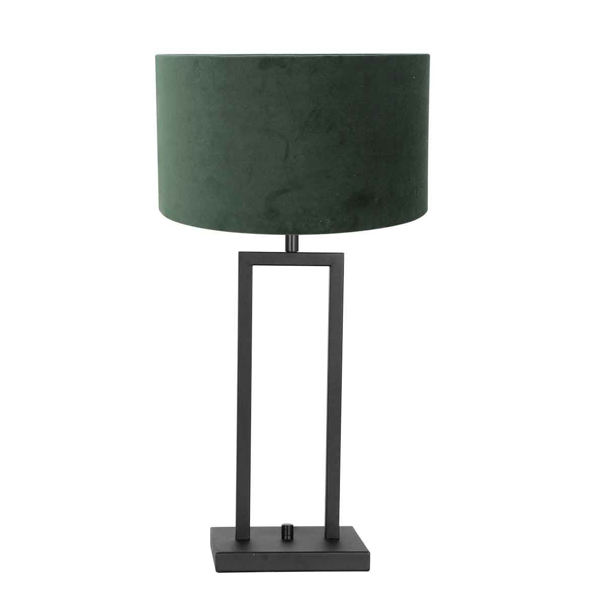 Tafellamp Stang 8212ZW Zwart + Kap Velours Groen