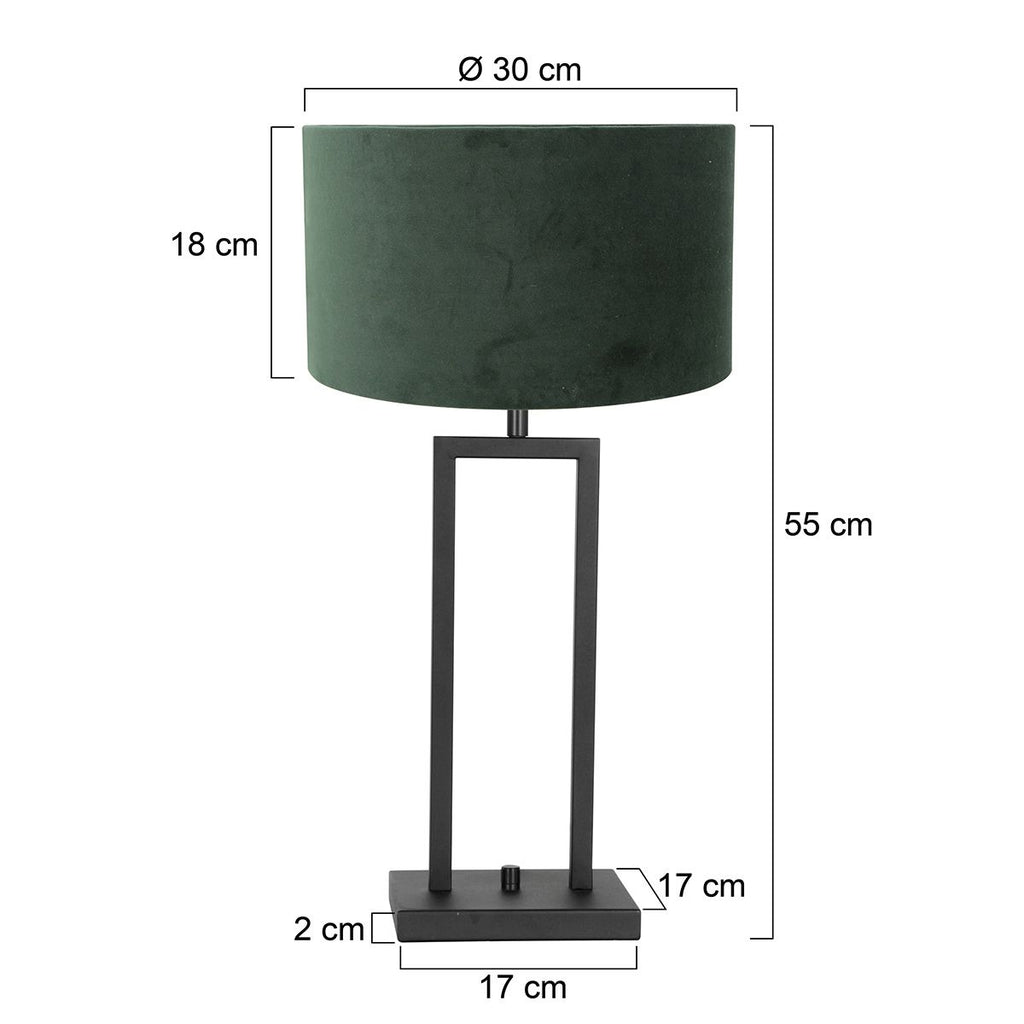 Tafellamp Stang 8212ZW Zwart + Kap Velours Groen