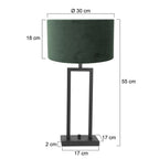 Tafellamp Stang 8212ZW Zwart + Kap Velours Groen