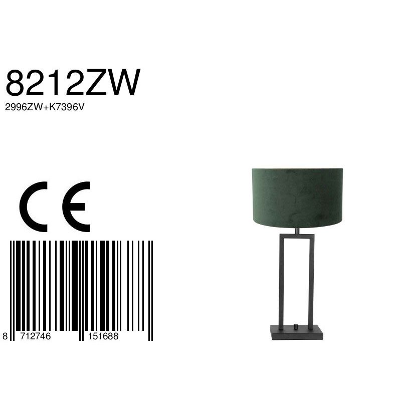Tafellamp Stang 8212ZW Zwart + Kap Velours Groen