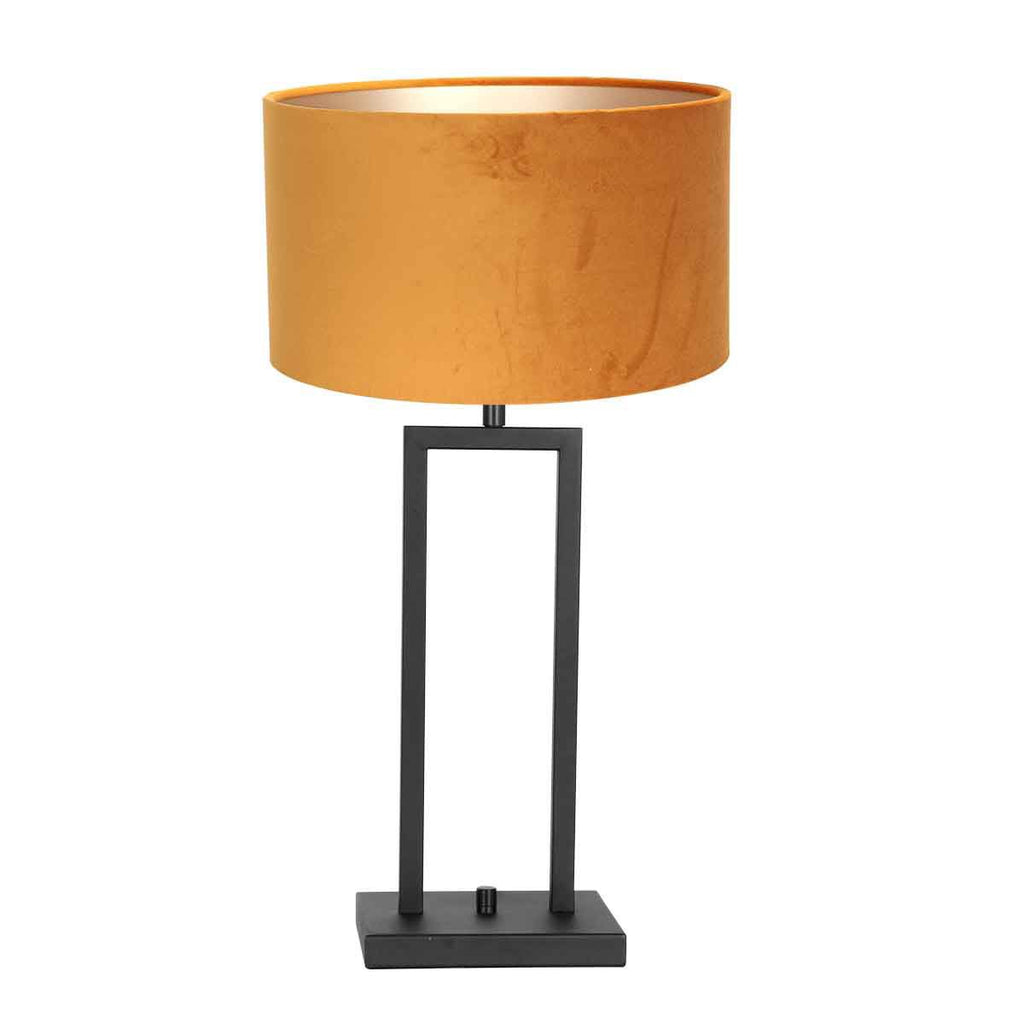 Tafellamp Stang 8214ZW Zwart + Kap Velours Goud