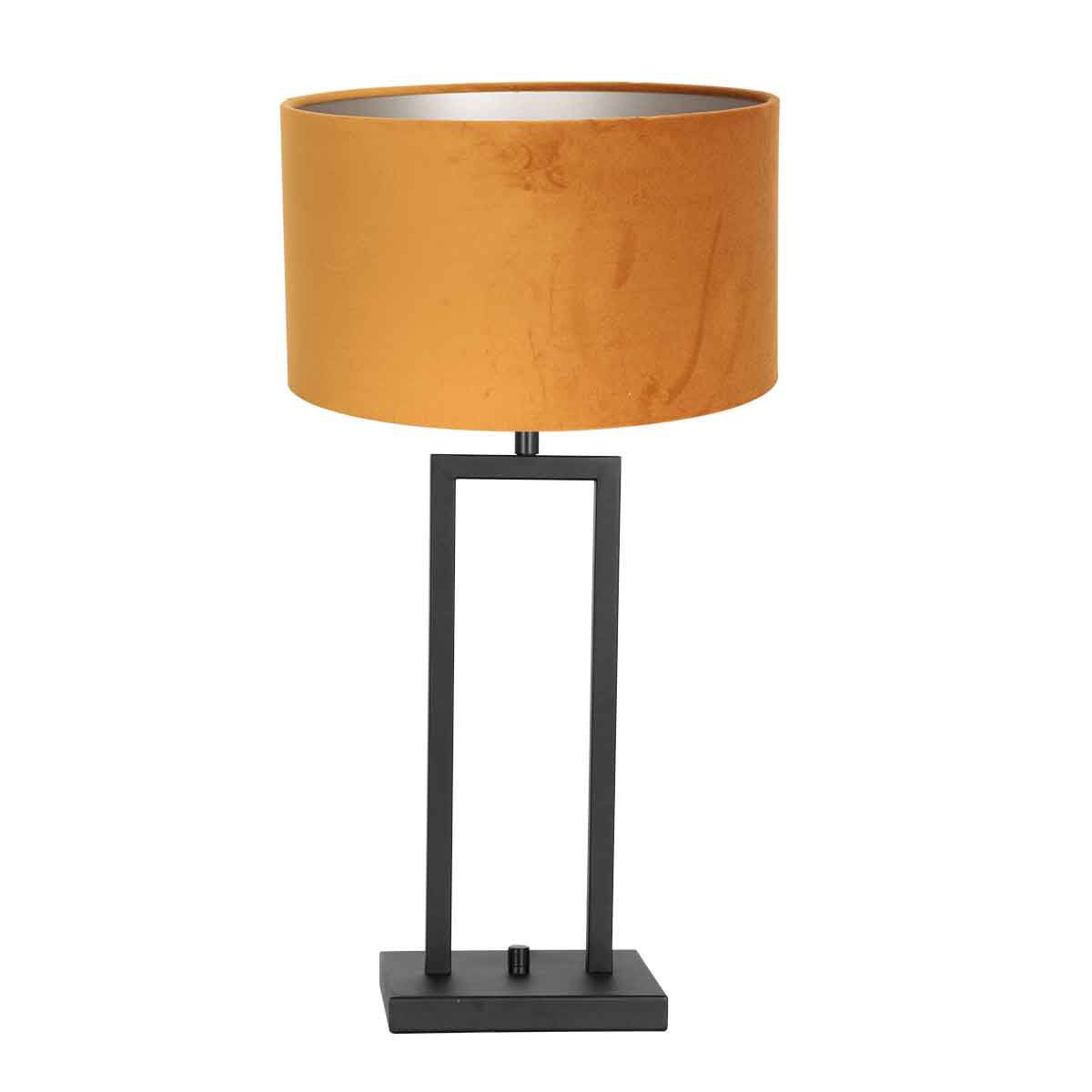 Tafellamp Stang 8214ZW Zwart + Kap Velours Goud