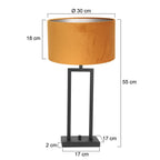 Tafellamp Stang 8214ZW Zwart + Kap Velours Goud