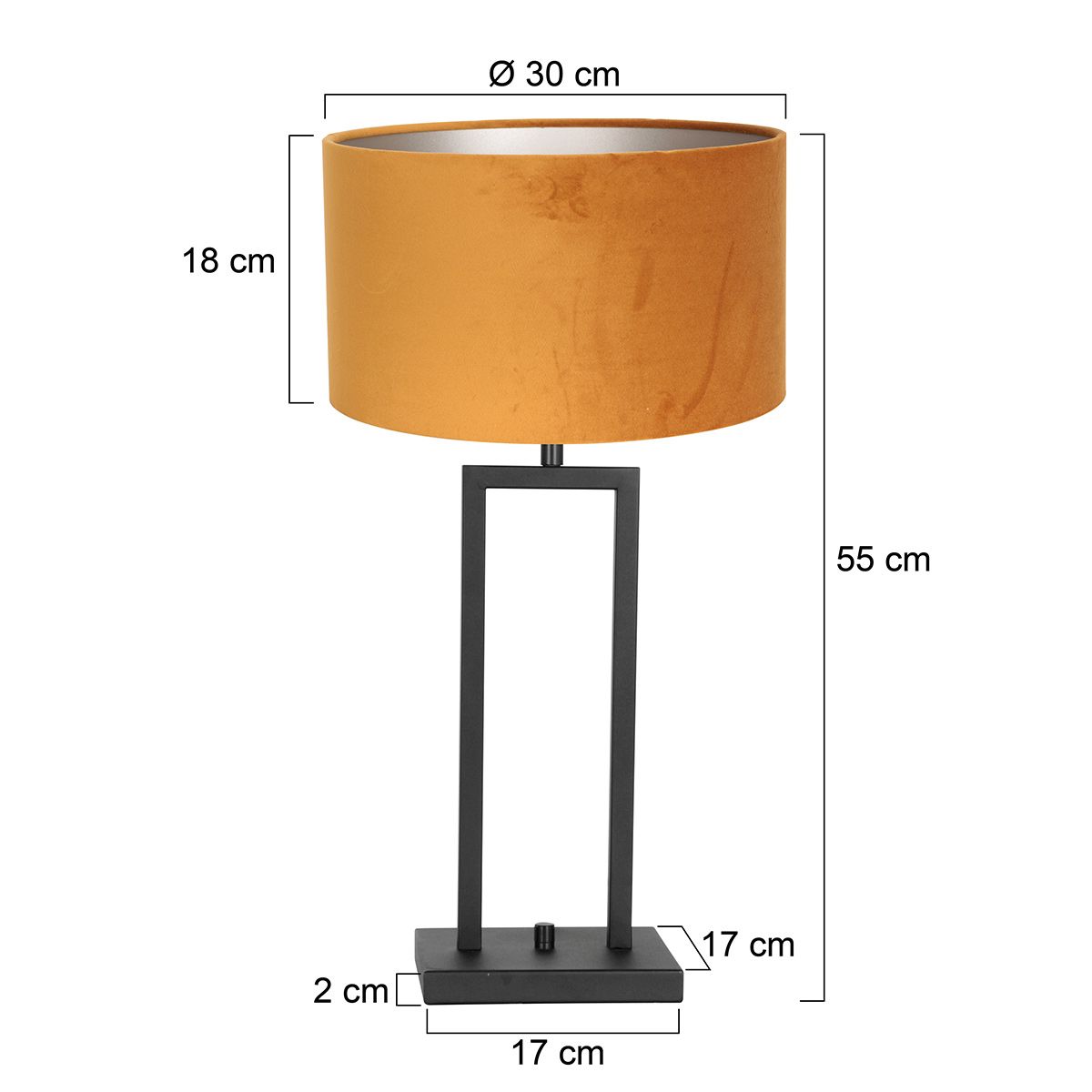 Tafellamp Stang 8214ZW Zwart + Kap Velours Goud