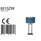 Tafellamp Stang 8215ZW Zwart + Kap Velours Blauw