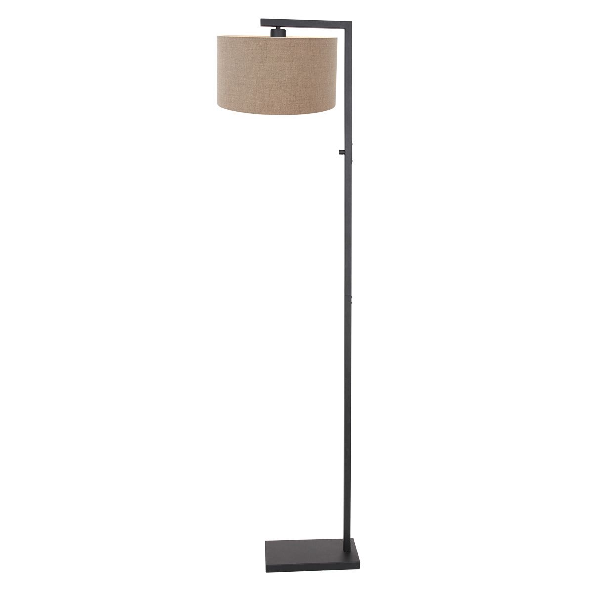 Vloerlamp Stang 8217ZW Zwart + Kap Grijs Linnen