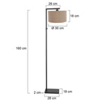 Vloerlamp Stang 8217ZW Zwart + Kap Grijs Linnen