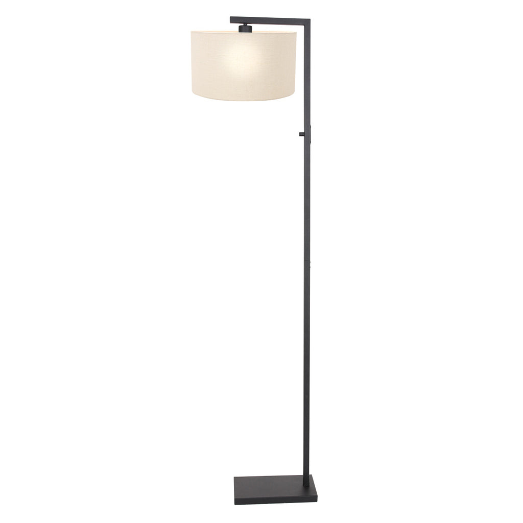 Vloerlamp Stang 8218ZW Zwart + Kap Wit Linnen
