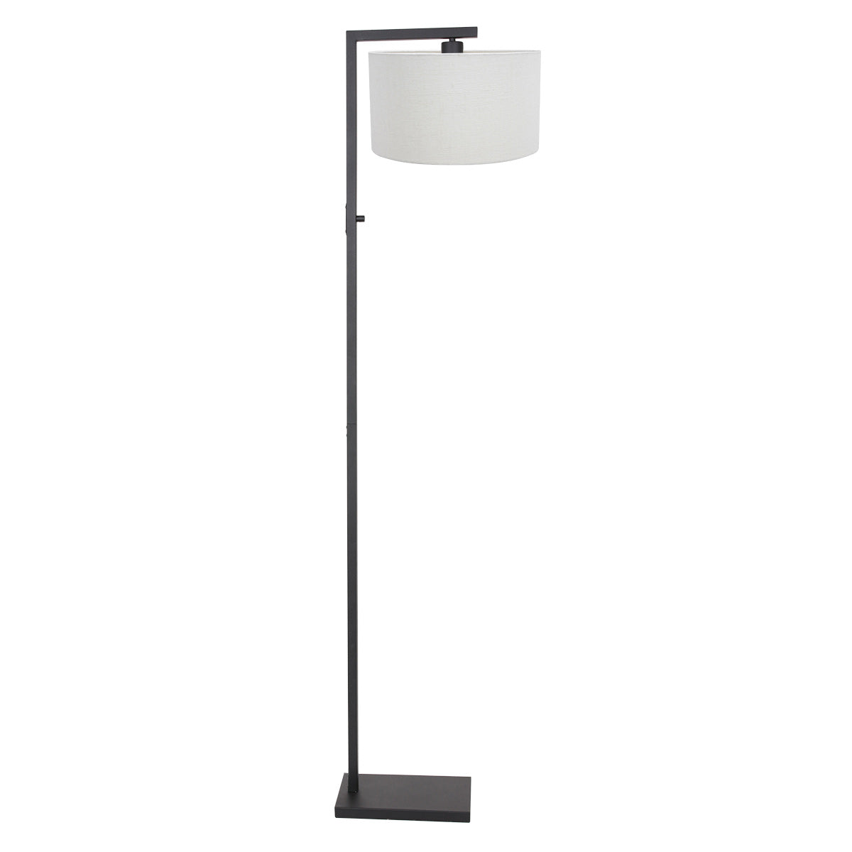 Vloerlamp Stang 8218ZW Zwart + Kap Wit Linnen