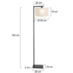 Vloerlamp Stang 8218ZW Zwart + Kap Wit Linnen
