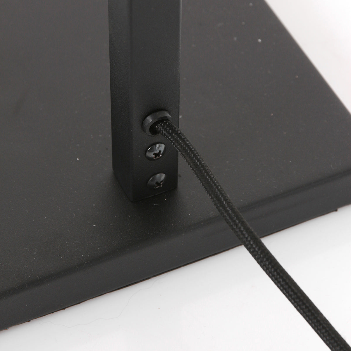 Vloerlamp Stang 8218ZW Zwart + Kap Wit Linnen