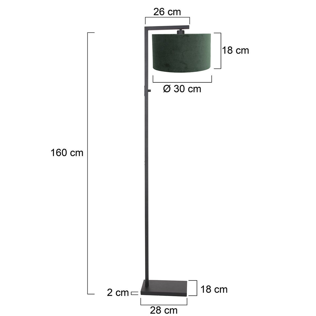Vloerlamp Stang 8219ZW Zwart + Kap Velours Groen