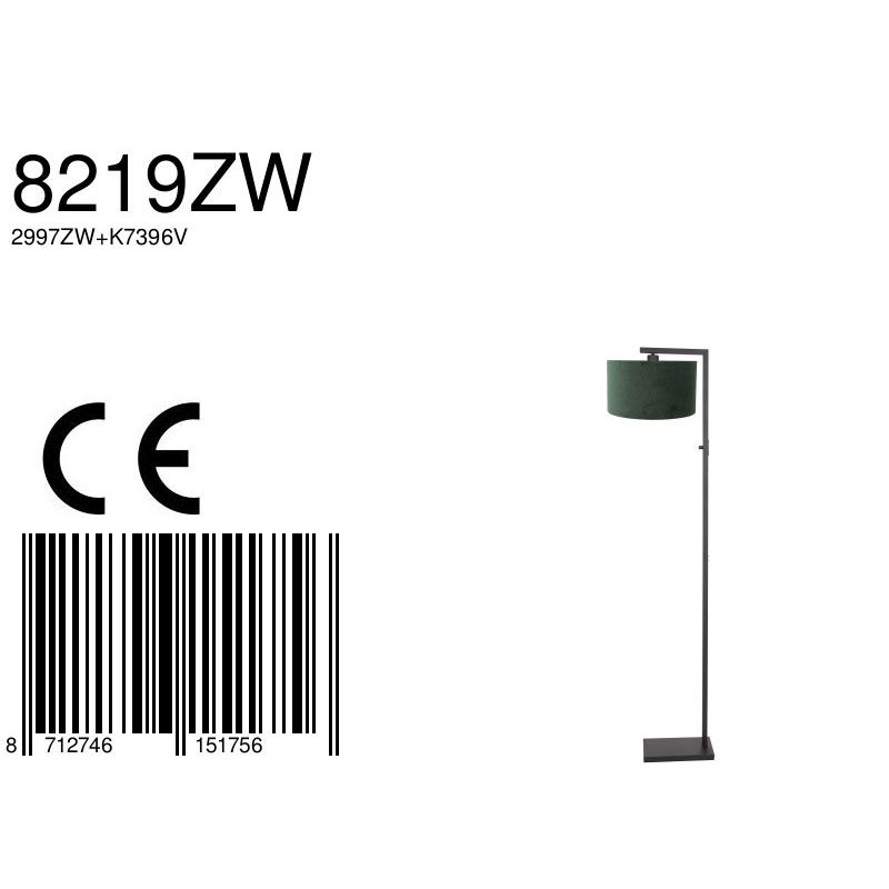 Vloerlamp Stang 8219ZW Zwart + Kap Velours Groen