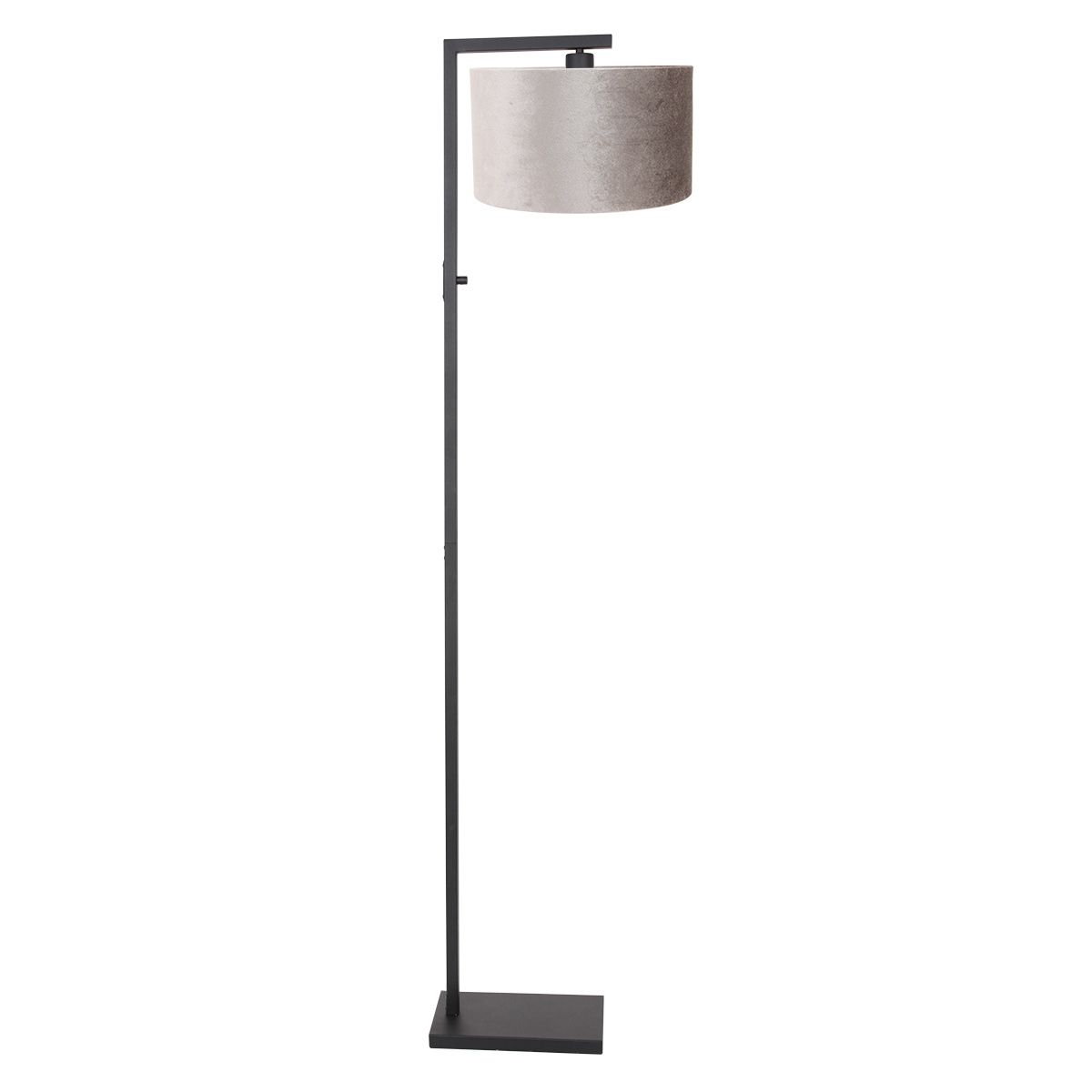 Vloerlamp Stang 8220ZW Zwart + Kap Velours Zilver