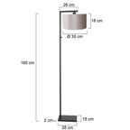 Vloerlamp Stang 8220ZW Zwart + Kap Velours Zilver