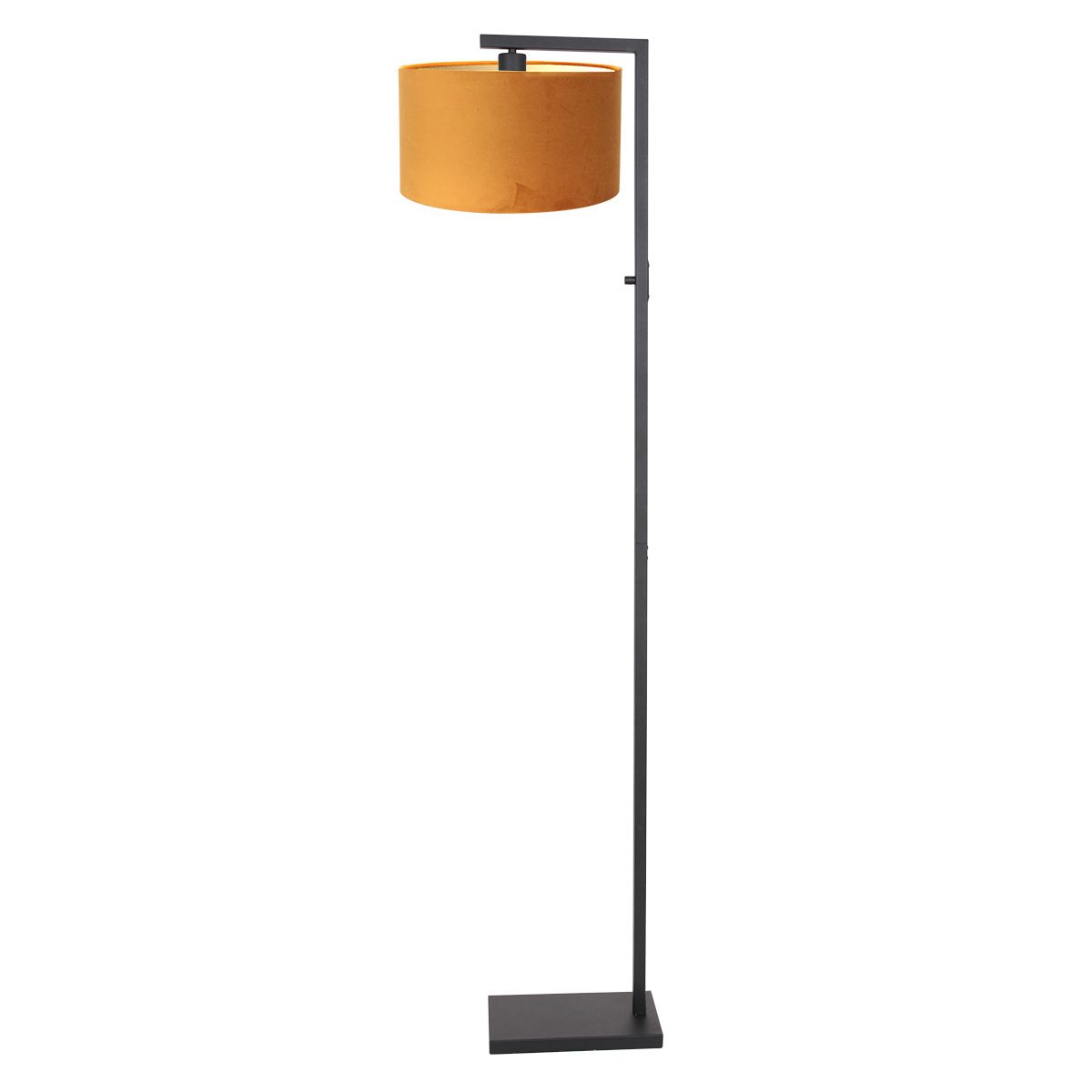 Vloerlamp Stang 8221ZW Zwart + Kap Velours Goud