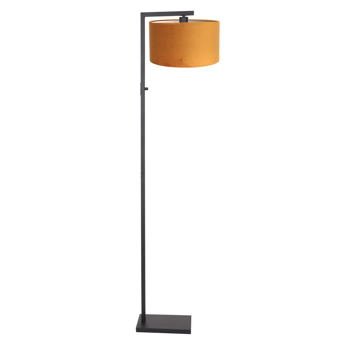 Vloerlamp Stang 8221ZW Zwart + Kap Velours Goud