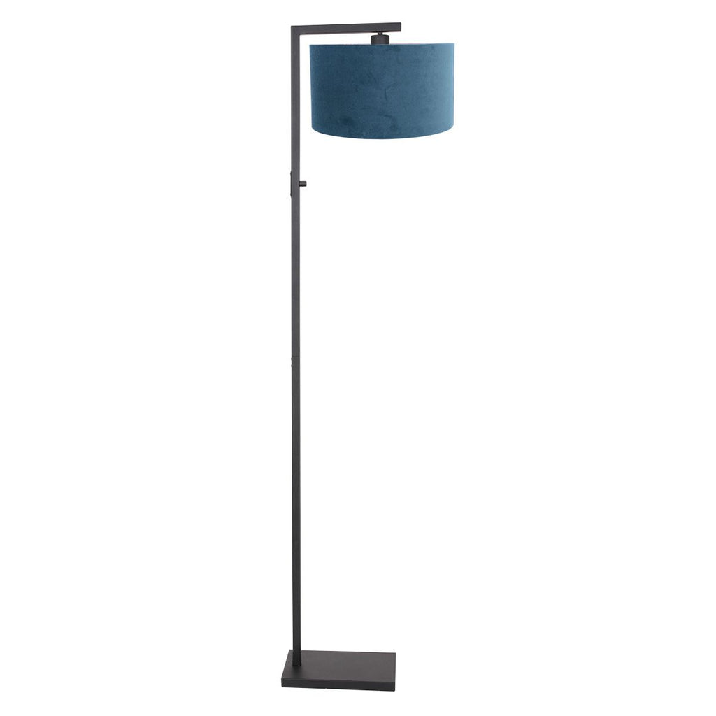 Vloerlamp Stang 8222ZW Zwart + Kap Velours Blauw