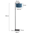 Vloerlamp Stang 8222ZW Zwart + Kap Velours Blauw