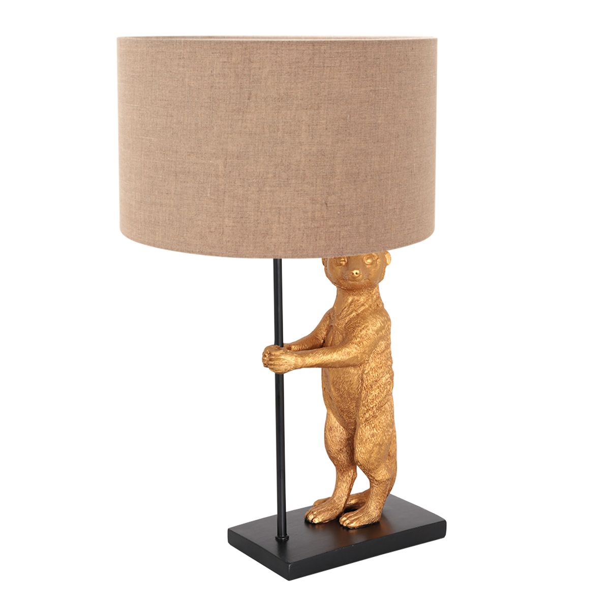 Tafellamp Animaux 3126ZW+K7396RS Zwart-Grijs Linnen