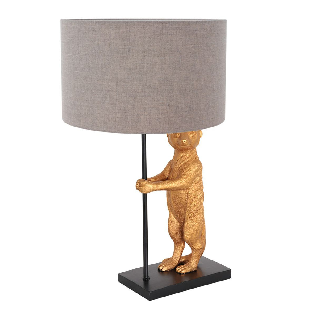 Tafellamp Animaux 3126ZW+K7396RS Zwart-Grijs Linnen