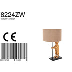 Tafellamp Animaux 3126ZW+K7396RS Zwart-Grijs Linnen