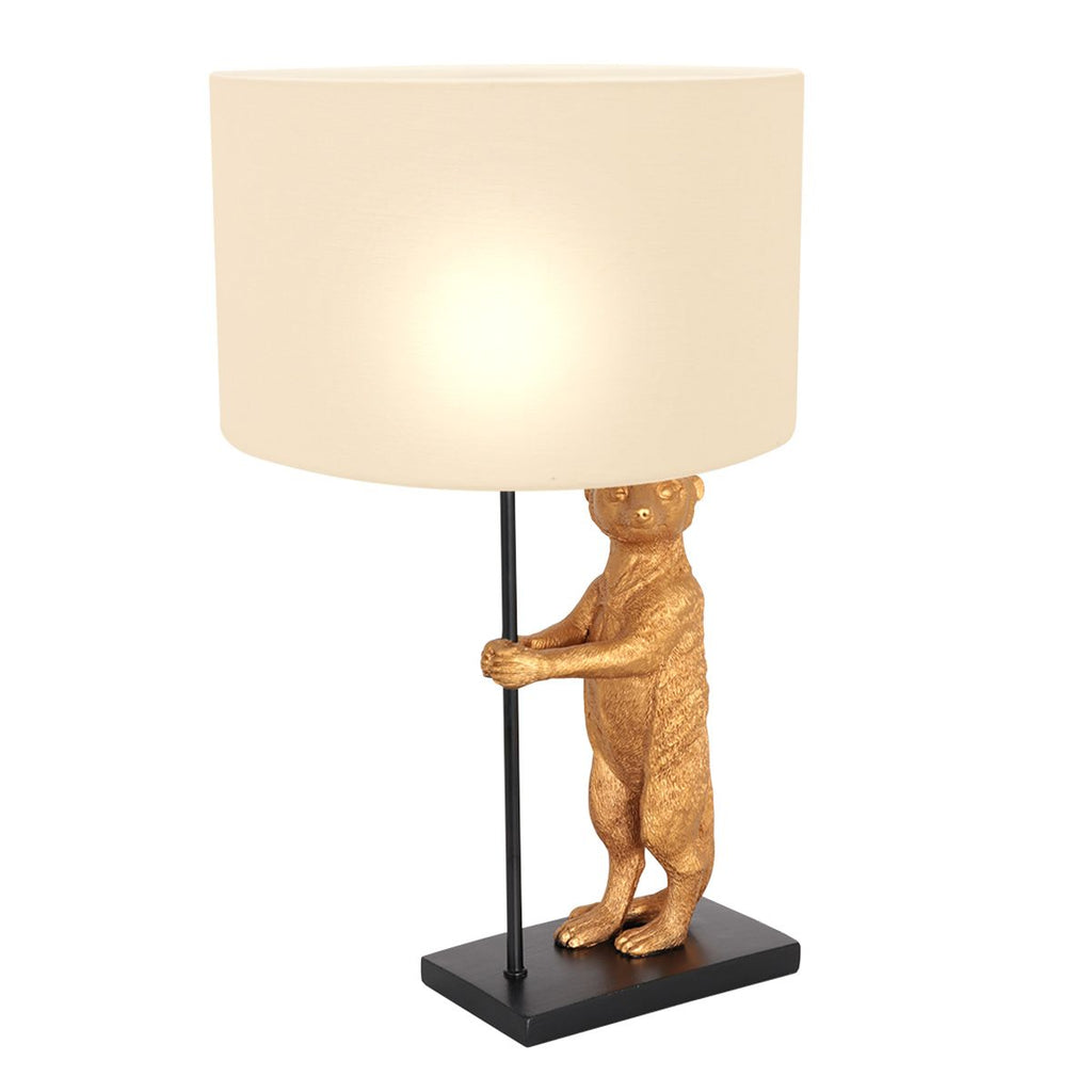 Tafellamp Animaux 3126ZW+K7396QS Zwart-Wit Linnen