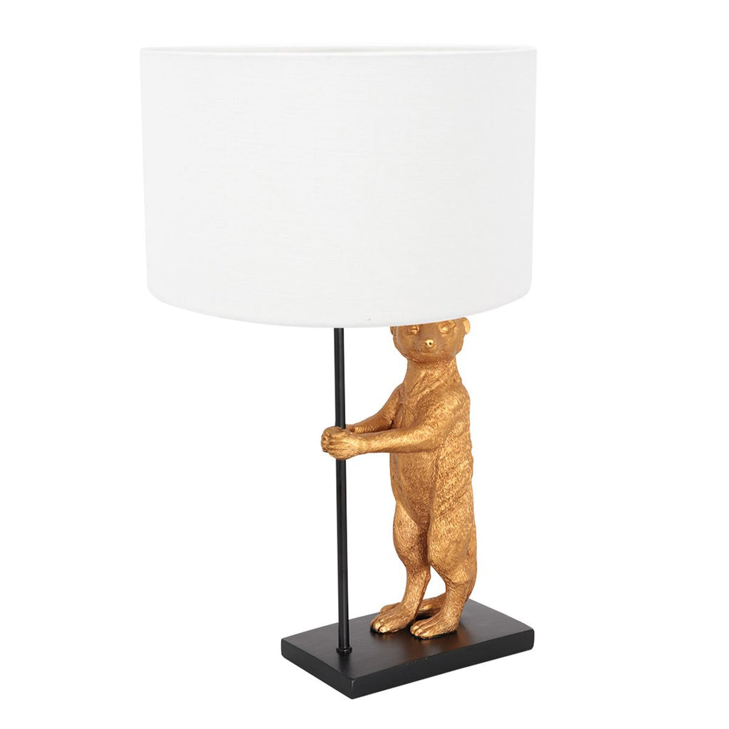Tafellamp Animaux 3126ZW+K7396QS Zwart-Wit Linnen