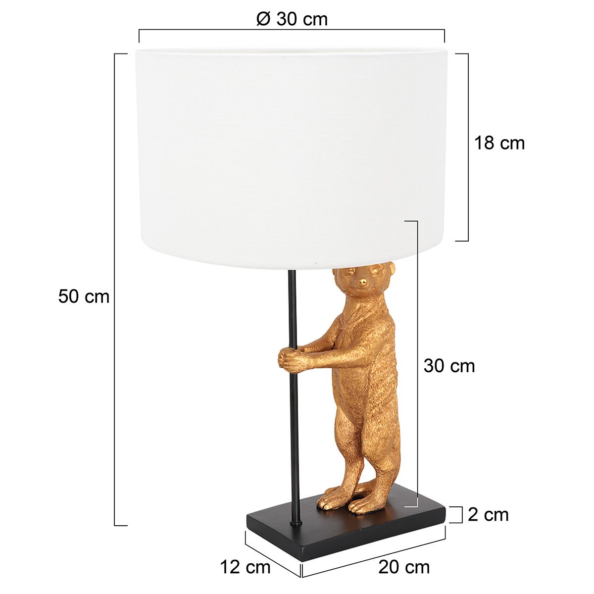 Tafellamp Animaux 3126ZW+K7396QS Zwart-Wit Linnen
