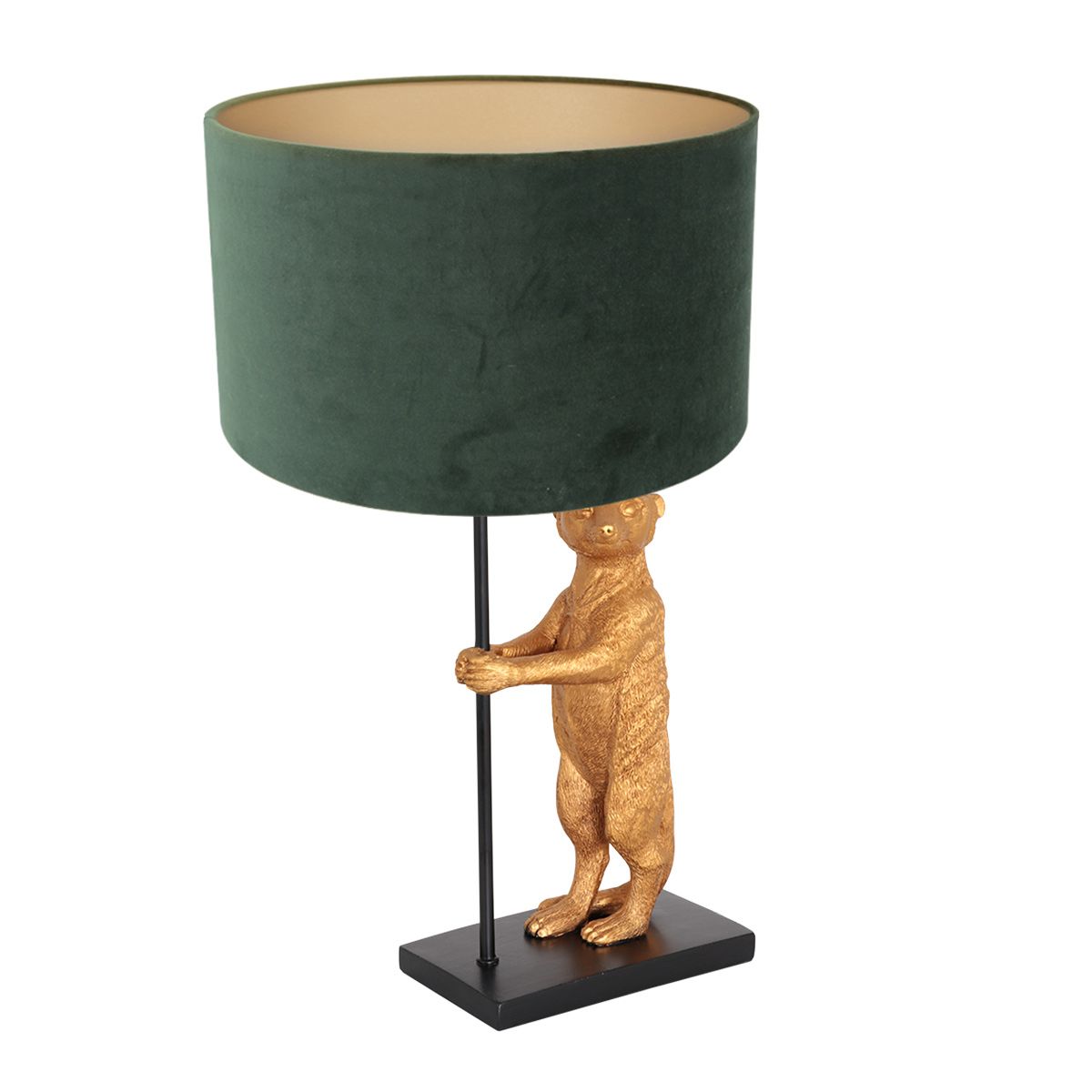Tafellamp Animaux 3126ZW+K7396VS Zwart-Fluweel Groen