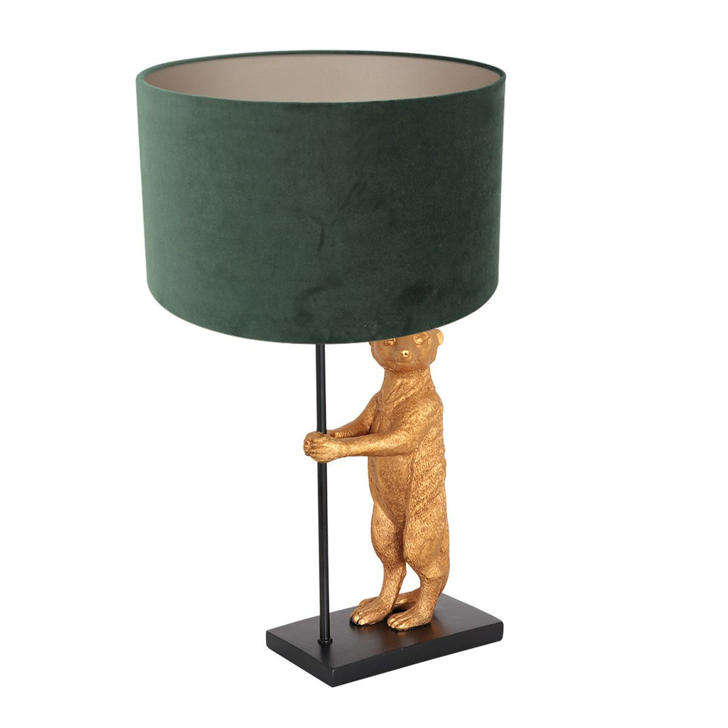 Tafellamp Animaux 3126ZW+K7396VS Zwart-Fluweel Groen