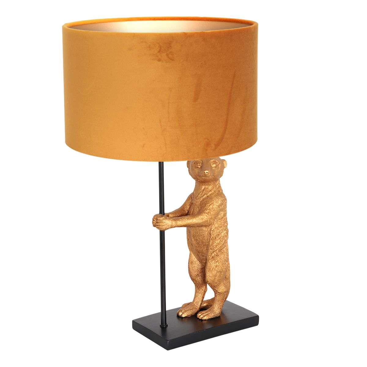 Tafellamp Animaux 3126ZW+K7396KS Zwart-Fluweel Goud