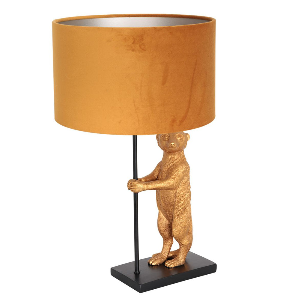 Tafellamp Animaux 3126ZW+K7396KS Zwart-Fluweel Goud