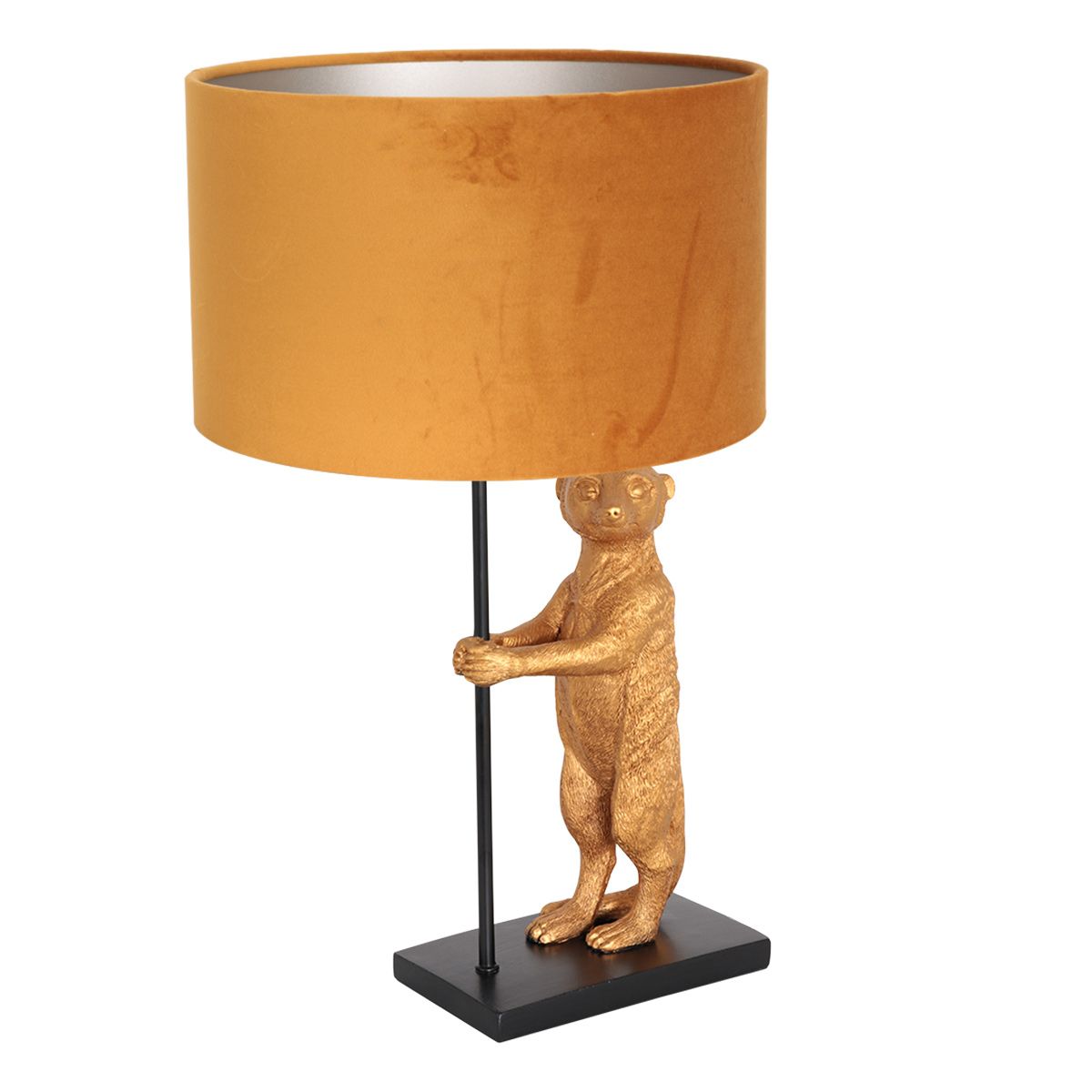 Tafellamp Animaux 3126ZW+K7396KS Zwart-Fluweel Goud