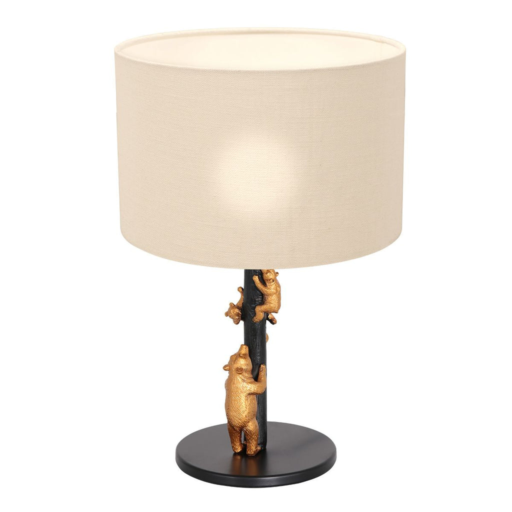 Tafellamp Animaux 3127ZW+K3084QS Zwart-Wit Linnen