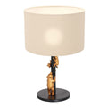 Tafellamp Animaux 3127ZW+K3084QS Zwart-Wit Linnen