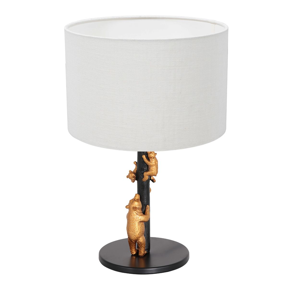 Tafellamp Animaux 3127ZW+K3084QS Zwart-Wit Linnen