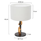 Tafellamp Animaux 3127ZW+K3084QS Zwart-Wit Linnen