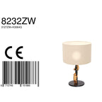 Tafellamp Animaux 3127ZW+K3084QS Zwart-Wit Linnen