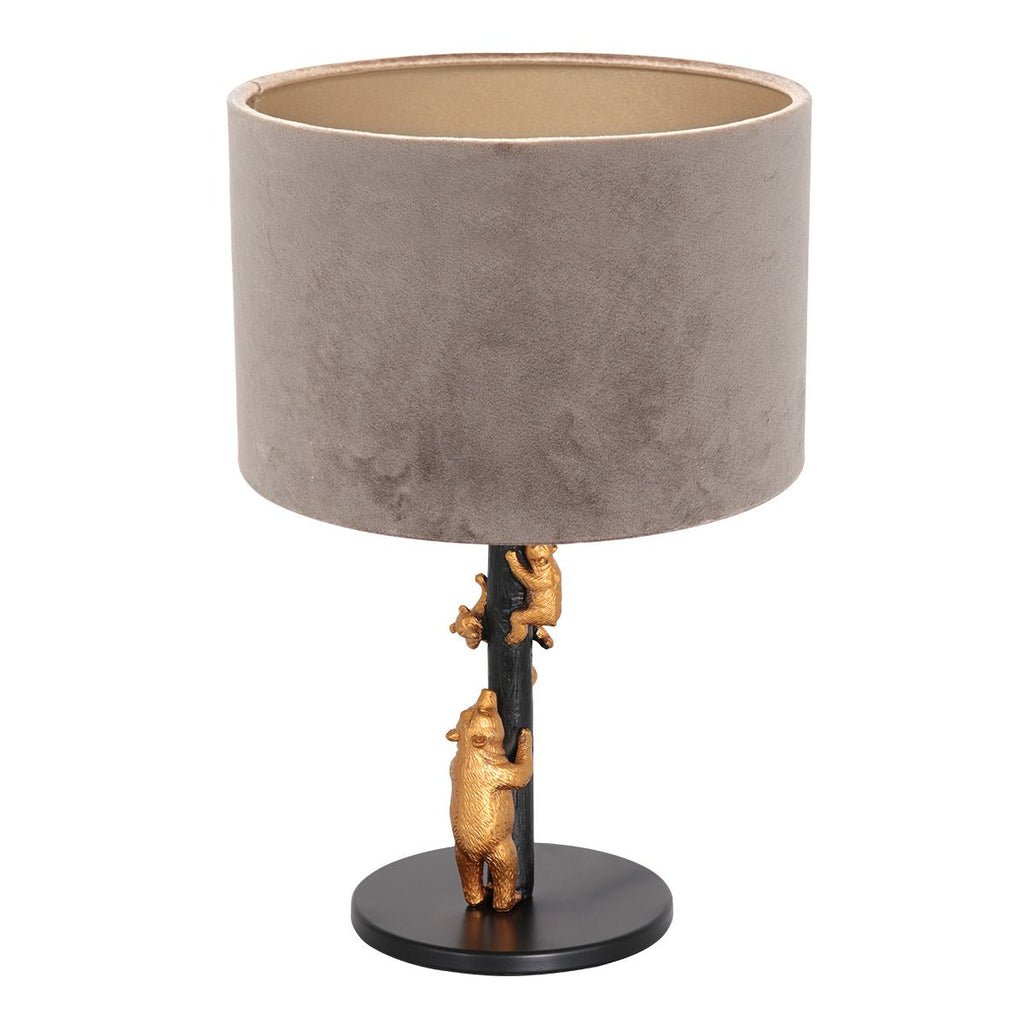 Tafellamp Animaux 3127ZW+K3084GS Zwart-Fluweel Zilver