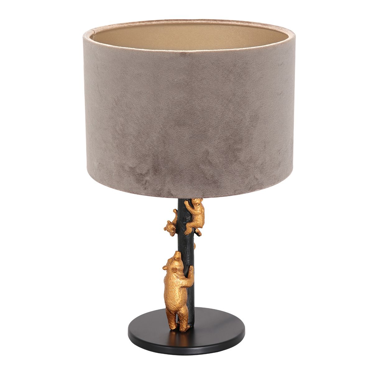 Tafellamp Animaux 3127ZW+K3084GS Zwart-Fluweel Zilver