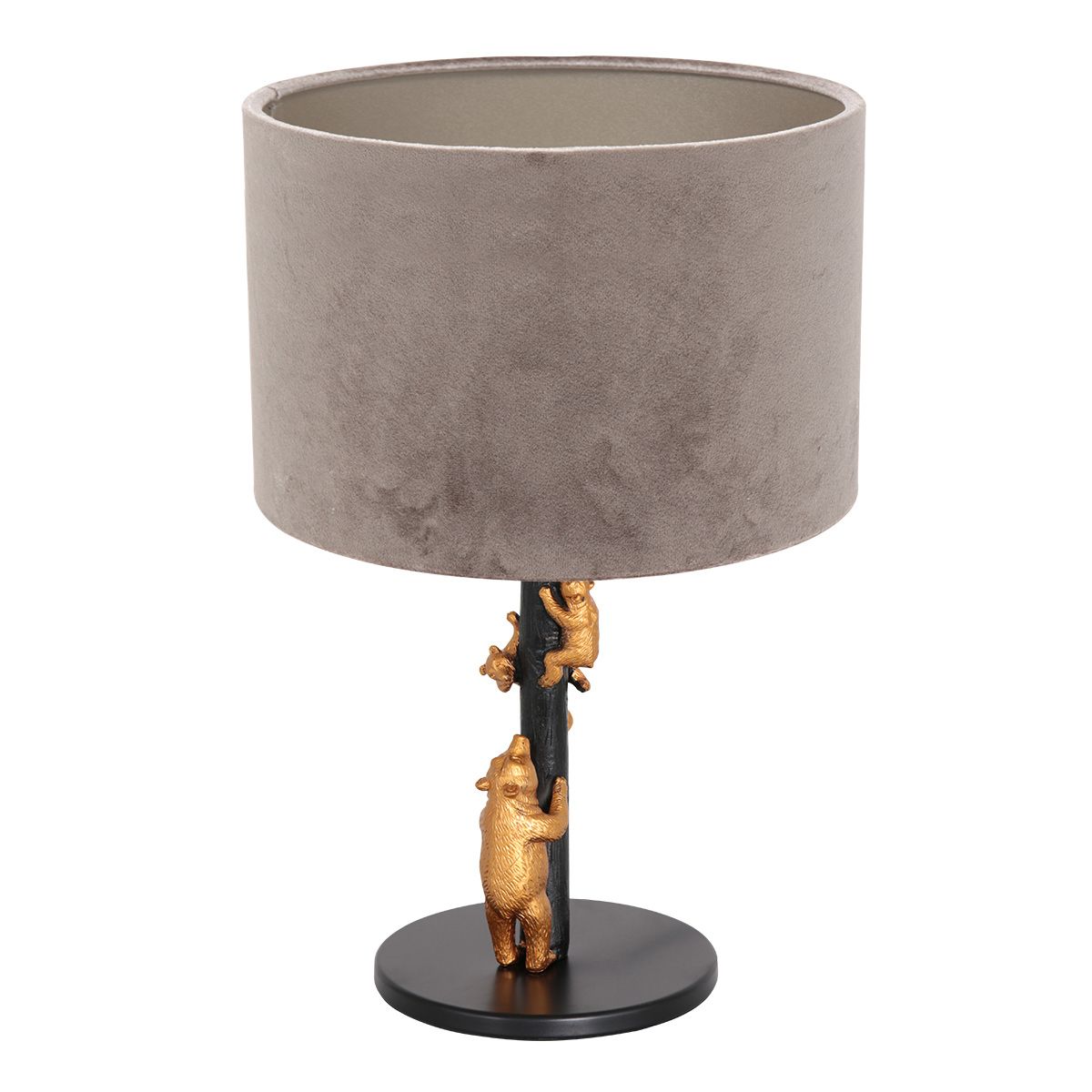 Tafellamp Animaux 3127ZW+K3084GS Zwart-Fluweel Zilver