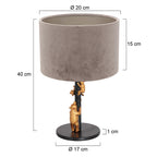 Tafellamp Animaux 3127ZW+K3084GS Zwart-Fluweel Zilver