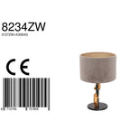 Tafellamp Animaux 3127ZW+K3084GS Zwart-Fluweel Zilver